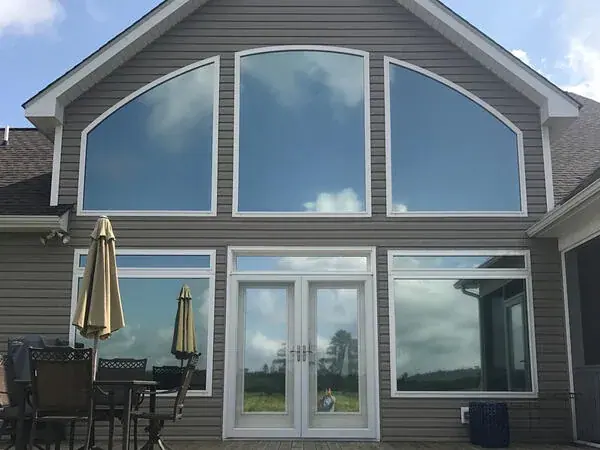 House with film on the front windows